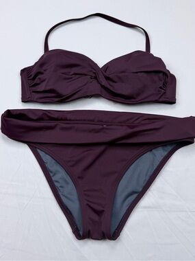 Victoria's Secret 2 piece Plum Twist Bandeau Bikini underwire top